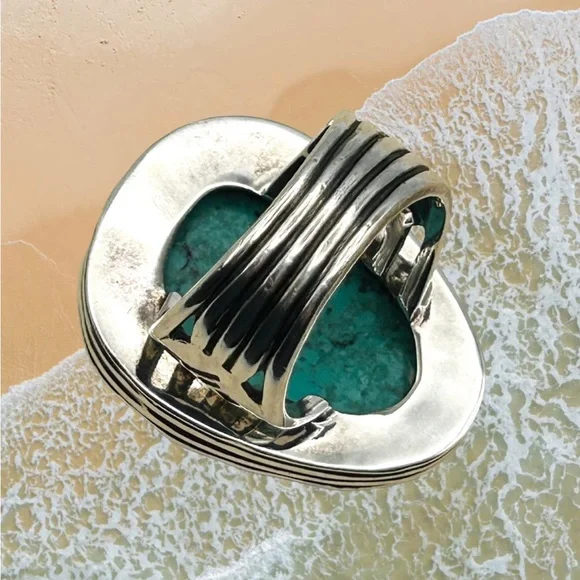 Silpada Vintage Turquoise Ring Exquisite Substantial Sterling Silver Detail Sz 8 - Picture 4 of 8